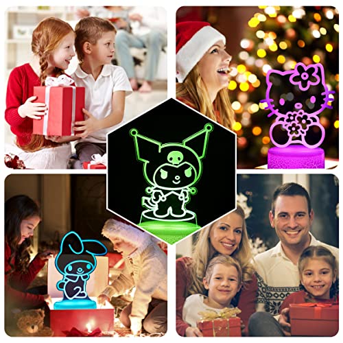 Image of sunduck Pink Kitty Acrylic Night Light with Corded Control- Dreamy Girls Room Decor, Perfect Birthday /Christmas Gift for Kids, Unique Holiday Present (Kitty3PC)