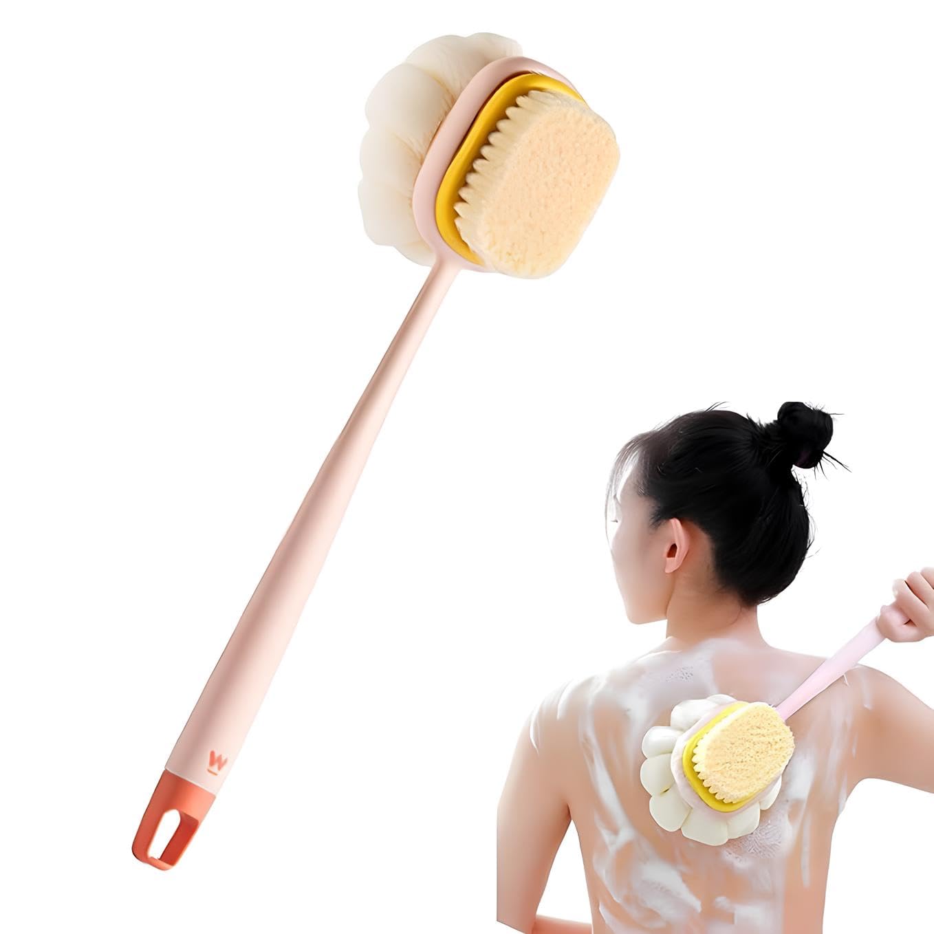 KIMEE 2-in-1 Body Bathing Brush with Soft Bristle and Loofah Body Back Scrubber Brush Massage Brushbath Scrubber Exfoliating and Cleansing - Long Handle Shower Bath Brush for Smooth, Glowing Skin-image-29
