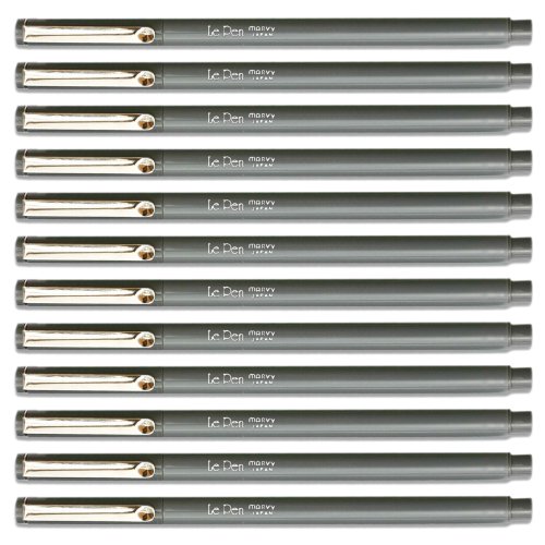Uchida Lepen Permanent Marker - Dark Gray Ink - 1 Box