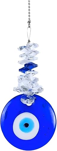 Miniatura 10 de Colgante de cristal azul con dije de ojo malvado, mariposa, ángel, girasol, talismán, atrapa el sol, hecho a mano, dije de buena suerte, oficina