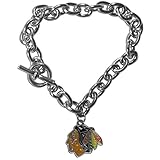 NHL Siskiyou Sports Womens Chicago Blackhawks Charm Chain Bracelet One Size Team Color,white