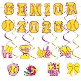 EUOYUFO Softball Senior Night 2026 Party Decorations Include Softball Senior Night 2026 Banners Hanging Swirls Softball Graduation Sport Theme Decor Supplies for Player Gift Sport Favors
