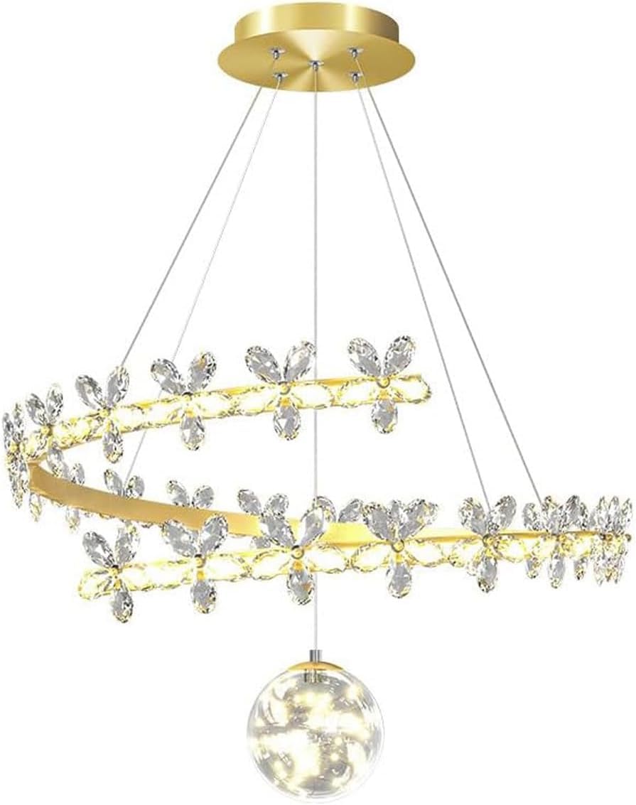 Lustre moderne en cristal fleur de glace doré pour chambre et cuisine