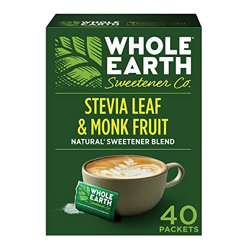 Whole Earth Sweetener Co. NATURE SWEET Stevia & Monk Fruit Sweetener, Erythritol Sweetener, Sweet Leaf Stevia Packets, Sugar Substitute, Natural Sweetener, 40-Count