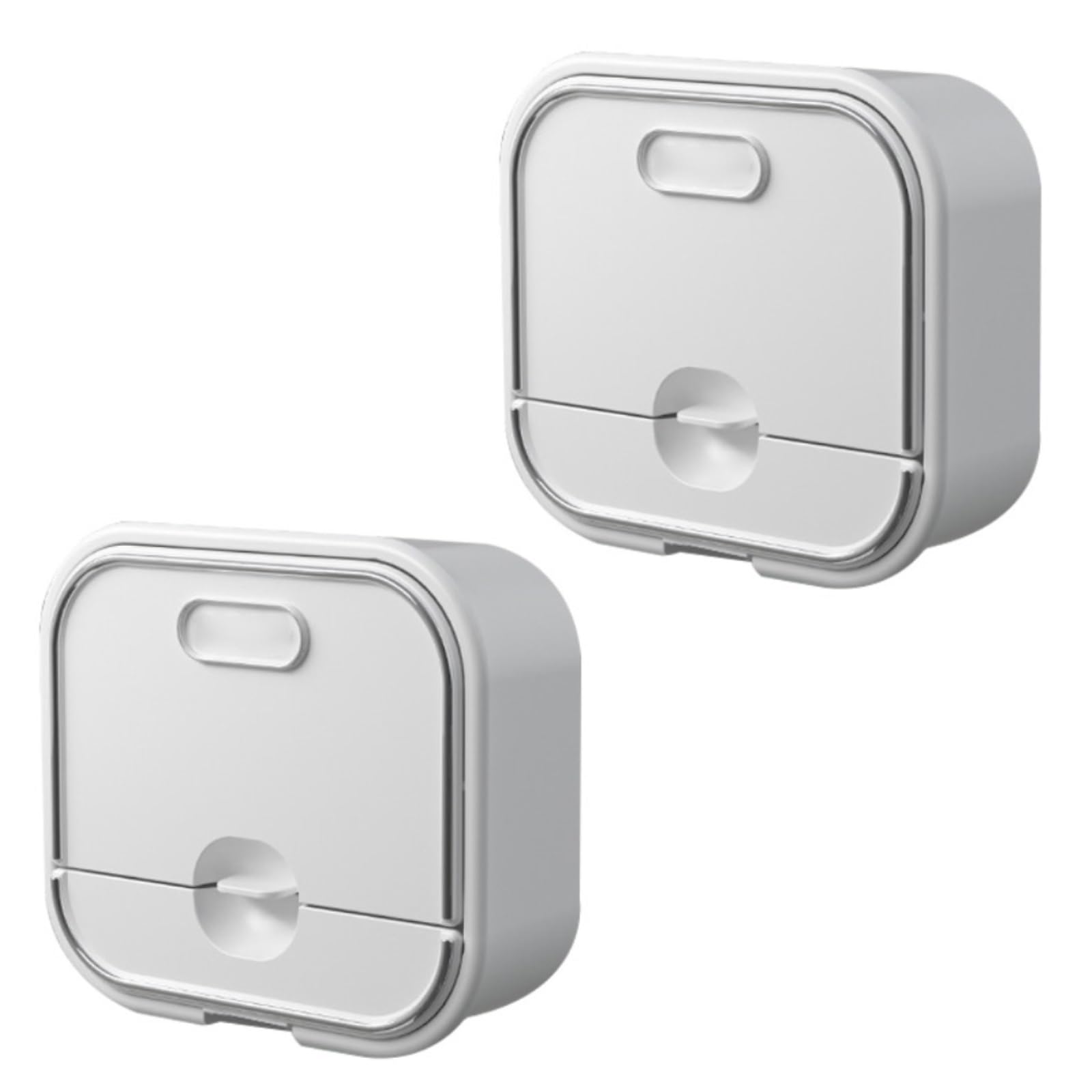 soap dish, Pack of 2 Wall Mounted Draining With Cover White Green(Blanco)