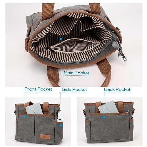 Image of Crossbody Bags for Women Trendy Small Canvas Hobo Tote Top-handle Handbag Multi-pocket Casual Going Out Purse Satchel