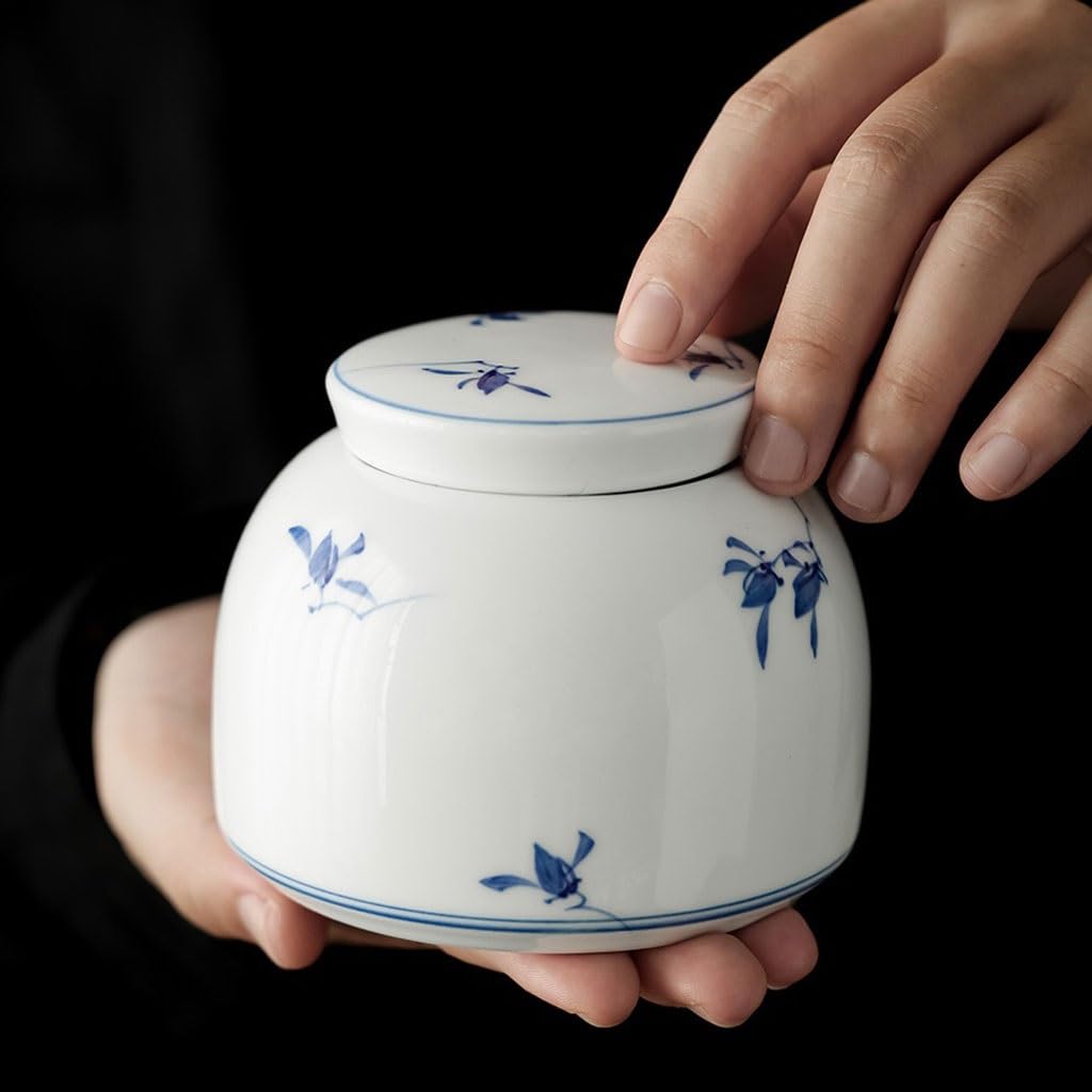 Słoiki do przechowywania Kuchnia Podróżna herbata Kwiatowa Herbata Magazyn Herbaty Czysta Ręcznie malowana Motyl Orchidea Herbata Pudełko Ceramiczne Zamknięte Pudełko, Mały Przenośny Pojemnik Do