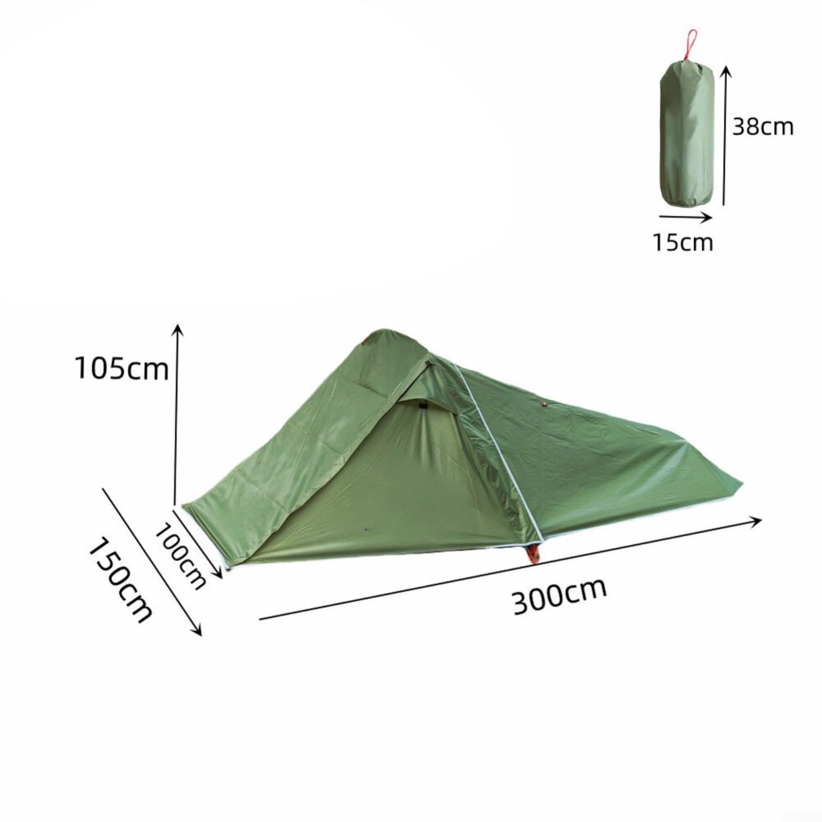 Tienda de campaña compacta para 2 personas, estructura de poste de aluminio ligero, para senderismo y festivales de doble entrada, color verde