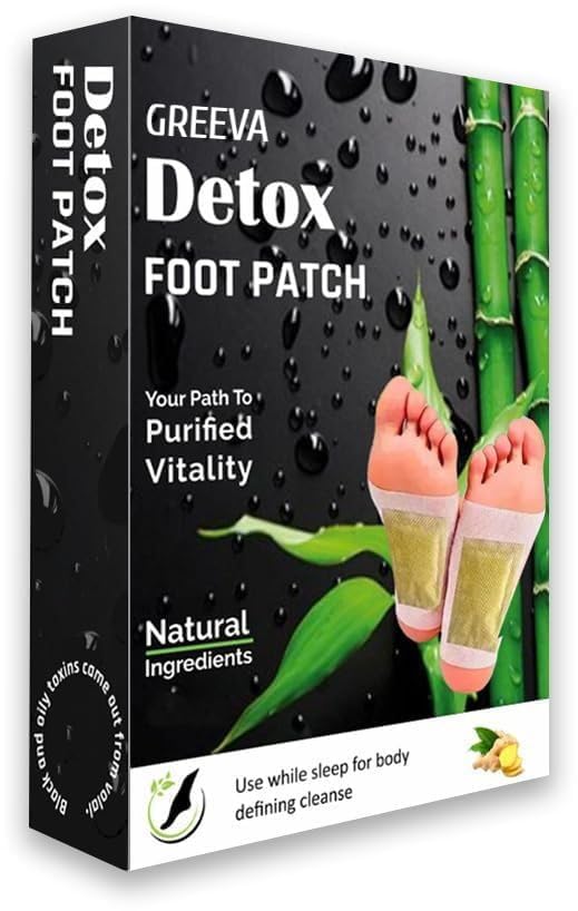 Image of GREEVA Premium Detox Foot Patches 10,Cleansing Toxin Remover Foot Pads,Pain Relief,Stress Relief Sleep Patch For Detoxification,For Men&Women(Pack Of 1=10 Patch)