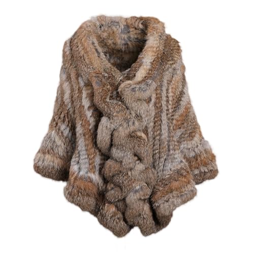 BOONJOVIA Luxury Women's Winter Real Natural Rabbit Fur Hand Knitted