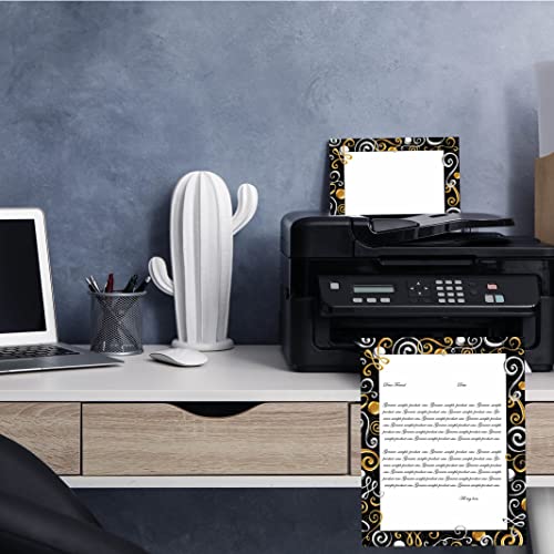 Gold & Silver Swirls Letterhead Laser & Inkjet Printer Paper, 100 Pack #TOP3