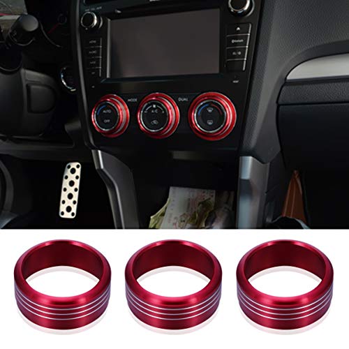 Garneck 3 peças Carro Liga de Alumínio Interior Ar Condicionado Áudio Twist Switch Ring Botão Capa C
