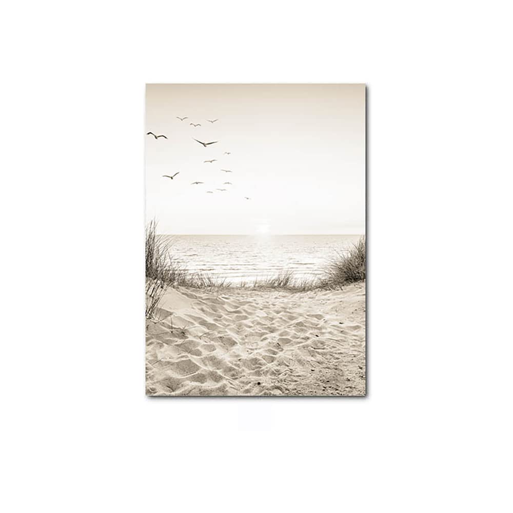 Toile peinture herbe pont plage pour grand mur de salon