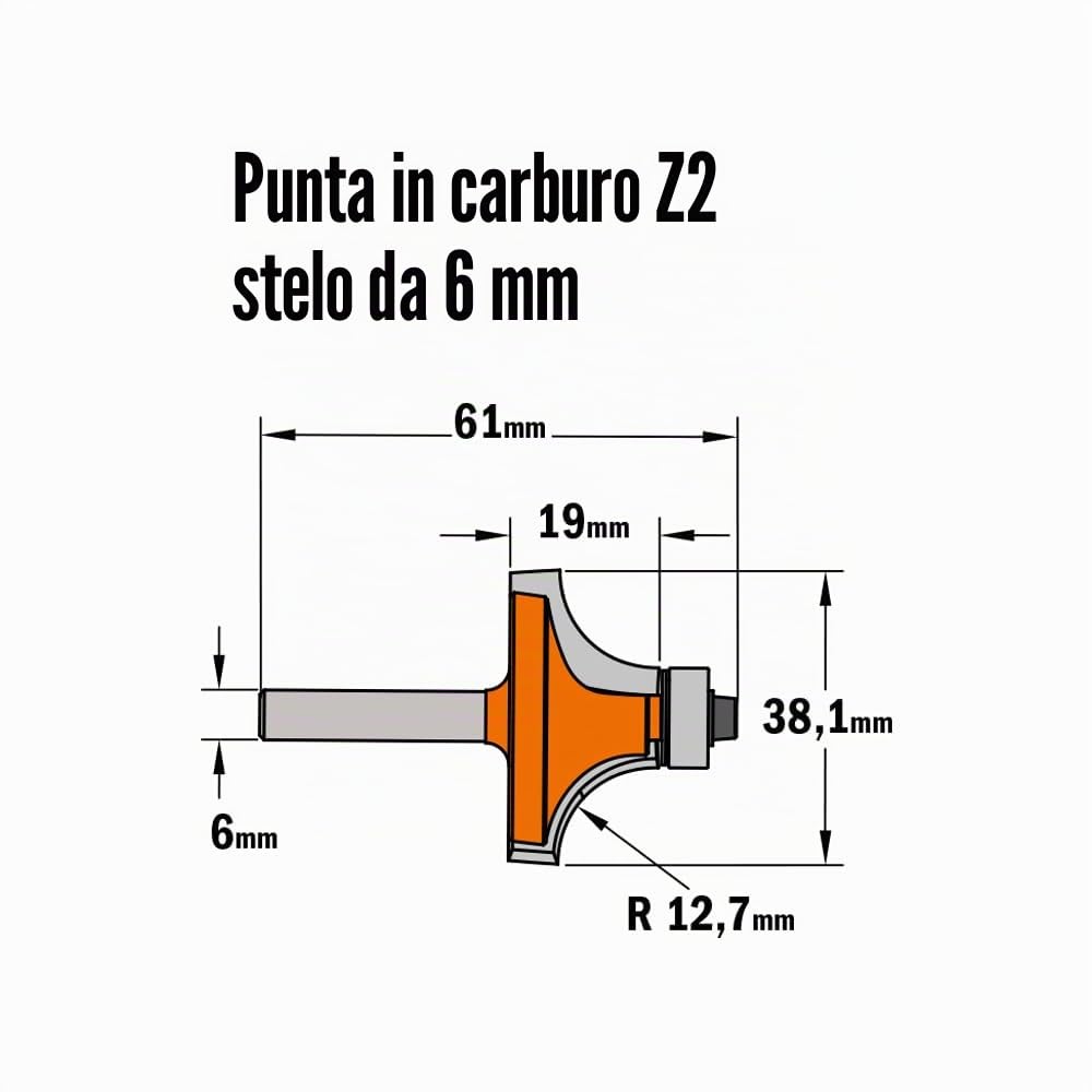CMT 738.380.11 Fresa a Raggio Concavo, Arancione/Grigio