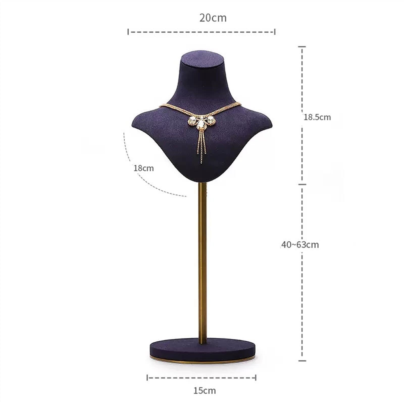 Gioiello Gioiello Relace Velvet Display Bust Cocklace Pos Repistenti, Porta della Collana ad Altezza Regolabile, Supporto per manichini e Display di Gioielli in Velluto Viola e Display di Gioielli