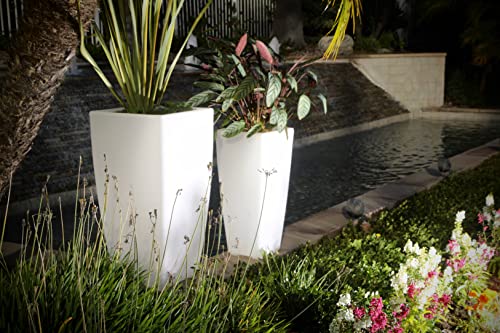 Illuminated Portable Led Cone Planter - Indoor Outdoor Waterproof - Rgb Led Energy Efficient Bulb - Remote Control Led - 8 Ambient Colors - Usb Charging, White, Medium 12 X 8 X 29 In #TOP7