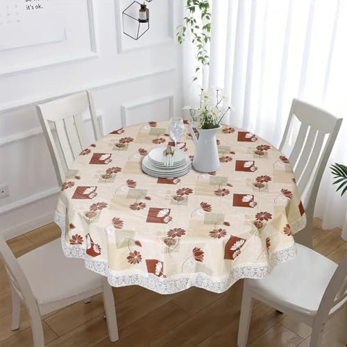 Image of Dakshya Industries PVC Waterproof Round Table Cover for 4 Seater Dining Table | 60 Inch Round Printed Table Cover | Spill Proof, Oil Resistant, Heat Resistant, Wipe Clean