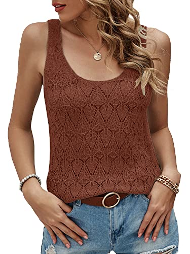 Image of Womens Sleeveless Tank Tops Summer Knit Sweater Vest Casual Cami Shirts Tops