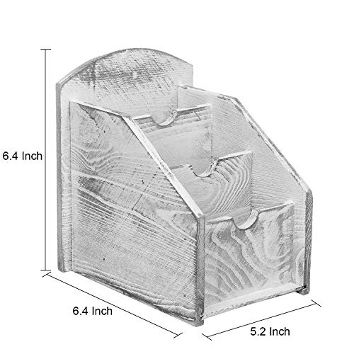 Vergoodr 3 Slot Rustic Wooden Remote Control Frame Media Organizer, Office Supply Storage Rack,Pen Storage Box (Grey) #TOP2