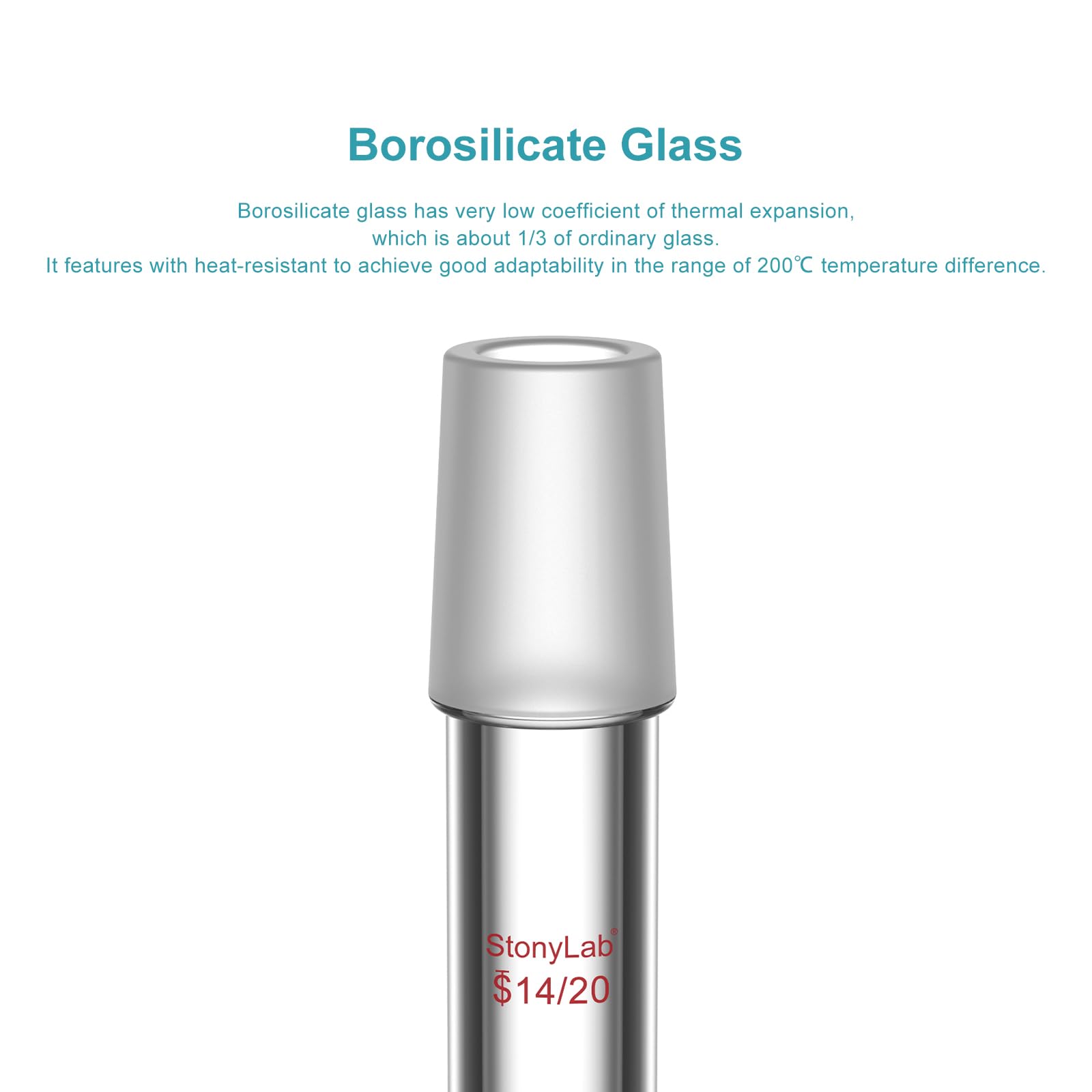 stonylab Adaptateur de Connexion Droit en Verre Borosilicate, Raccord Droit 30 mm entre Deux Joints Internes Standard 14/20 pour Verrerie de Laboratoire