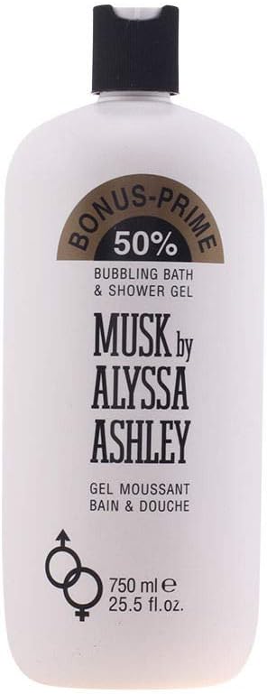 Alyssa Ashley Musk Bubbling Bath and Shower Gel - Shower Gel Body Wash for Women - Mens Body Wash - Infused with Jasmine and Iris - 25.5 oz