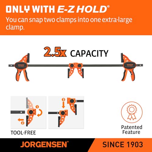Image of Jorgensen 24 inch One Hand Clamp /Spreader - 2-pack, Medium Duty, E-Z Hold Bar Clamps Set