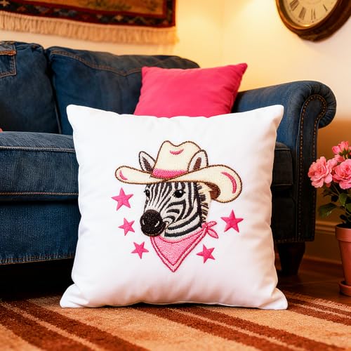 Image of BEUNITONE 4 Set Embroidery Kit for Beginners, Animal Cowboy Patterns Cross Stitch Kits, Needlepoint Kits for Adults with Hoop, Cute Hand Embroidery Patterns for Cloth and Home Decor