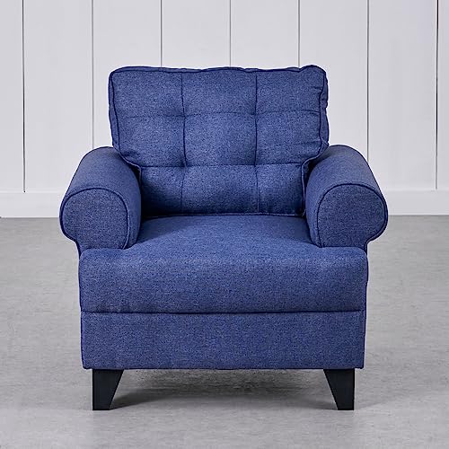 Image of Home Centre | Helios California | Fabric|Solid Wood | 1 Seater Sofas | Blue | 1 Year Warranty
