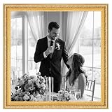 CABBEL Cornice Portafoto LIA 60x60 cm Oro Lucido – Cornice Barocca Vintage Stile Antico – per Foto, Poster, Diplomi & Opere d'Arte – Elegante & Decorativa per Soggiorno, Ufficio, Galleria