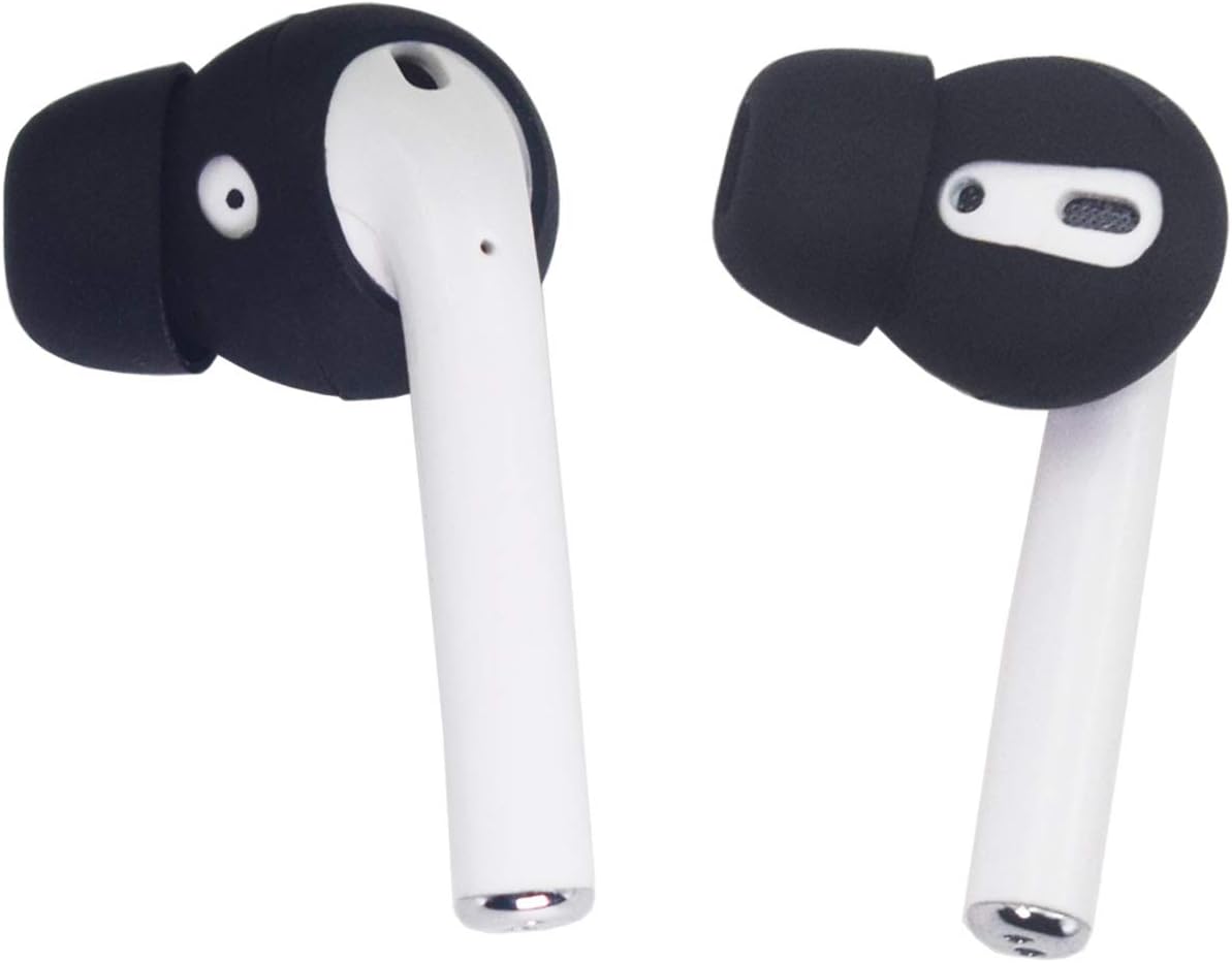 5 Pairs Anti-Slip Silicone Earbuds Cover Compatible with Apple AirPods 2 & AirPods or EarPods-【Not Fit in The Charging Case】(Black)