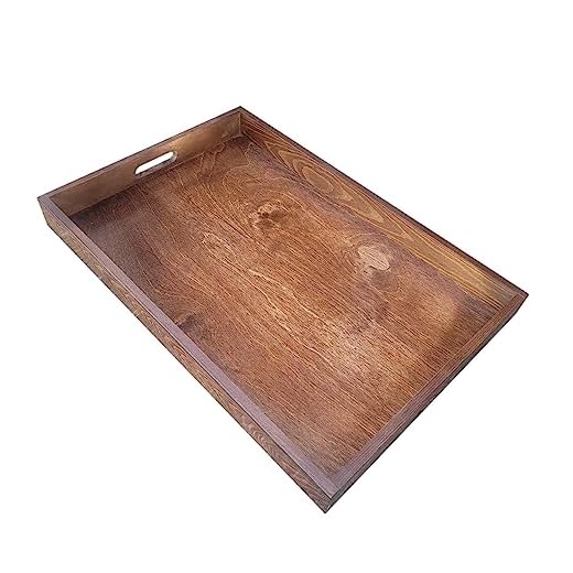 Stor serveringsbricka i trä 60 cm x 40 cm x 6 cm i brun färg