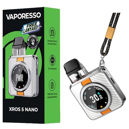 Vaporesso XROS 5 Nano Kit | Auto Draw/Button Activitation Pod Vape Built in 1600mAh Battery,1.09 Touch Display,3ml Xros Cartridge MTL & RDL vaping E Cigarette Vaporizer (Yellow Satin)