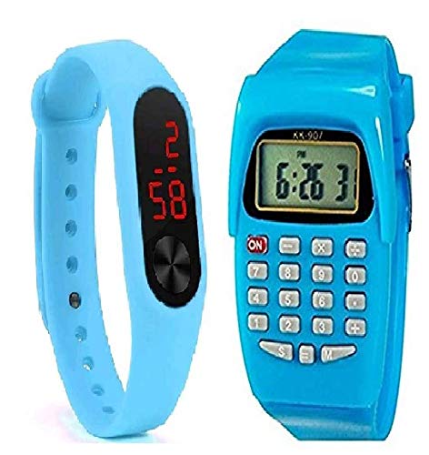 sba prime Calculator & Led Watch for Boys & Girls Pack 2 (Sky Blue) (B082RF12Y2) Amazon Price History, Amazon Price Tracker