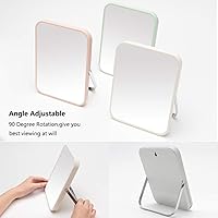 Vista 4 de YEAKE Espejo de Maquillaje de Mesa de Escritorio de Tocador, Espejo Plegable Portátil de 8 Pulgadas con Soporte de Metal, Rotación Ajustable de 90°