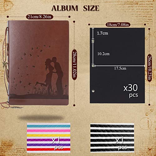 Scrapbook Photo Album, Aior Leather Scrapbook 11X8.3Inch 60 Black Pages Diy Memory Book Vintage Scrap Book, Gifts For Wedding Anniversary Valentines Birthday Couple Lover Friend, Kiss #TOP1