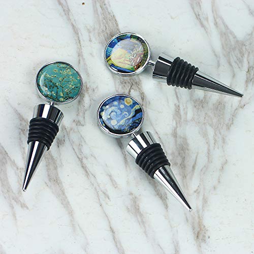 Lizimandu Wine Bottle Stoppers,Set Of 3 Stainless Steel Wine Stoppers For Gifts, Bar, Holiday Party, Wedding(3-Van Gogh) #TOP3