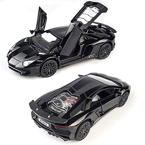 Image of WireScorts Exclusive Alloy Metal Pull Back Die-cast Car 1:32 Lamborgini LP750-4 Diecast Metal Pullback Toy car with Openable Doors & Light, Music Boys Gifts Toys for Kids (LP750-4 - Black)