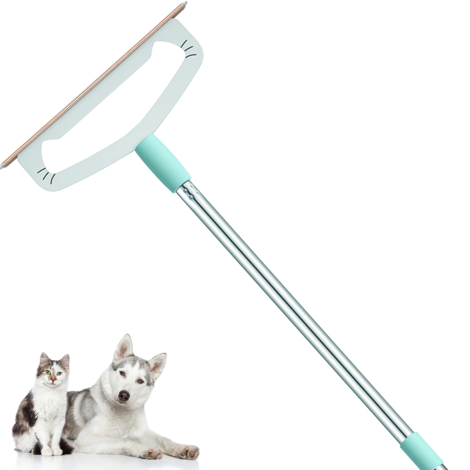 Magic Pet Hair Removal Tool, Carpet Rake with 58" Long Handle, Dog Cat Hair Remover Broom, Large Reusable Metal Carpet Sweeper