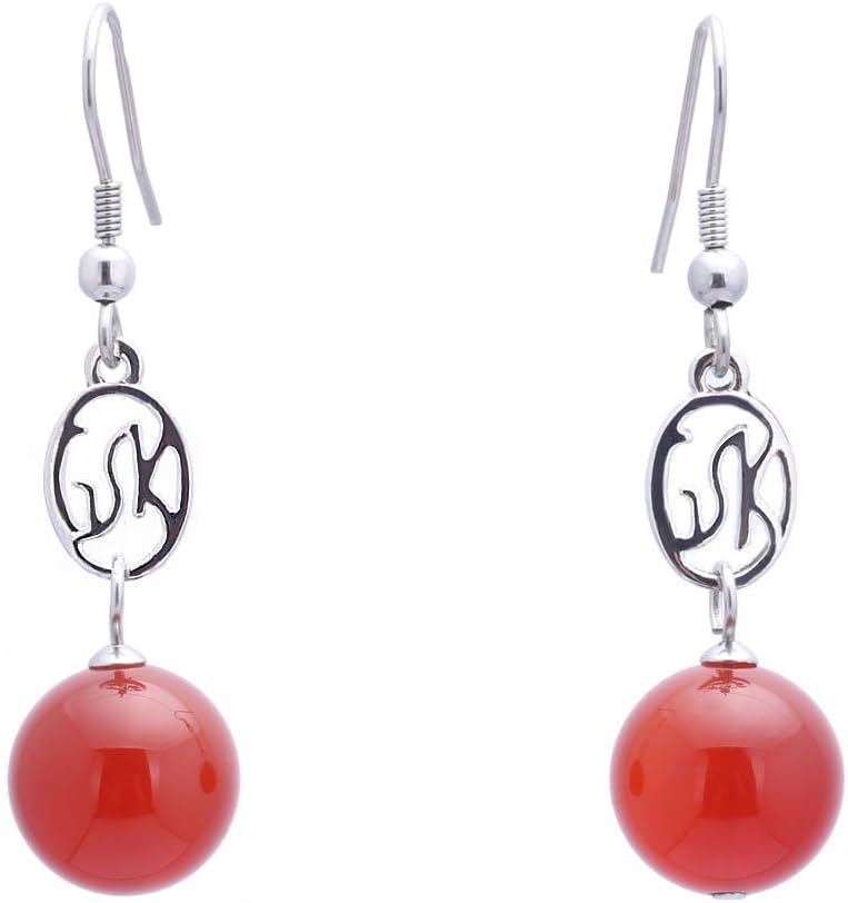Gem Stone King 925 Sterling Silver 10mm Black Onyx Agate and Aquamarine Dangle Earrings Set