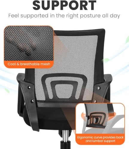 Image of NGFC Comfortable Back Mesh Office Chair with Ergonomic Design and Adjustable Height | Pre-Assembled | Black