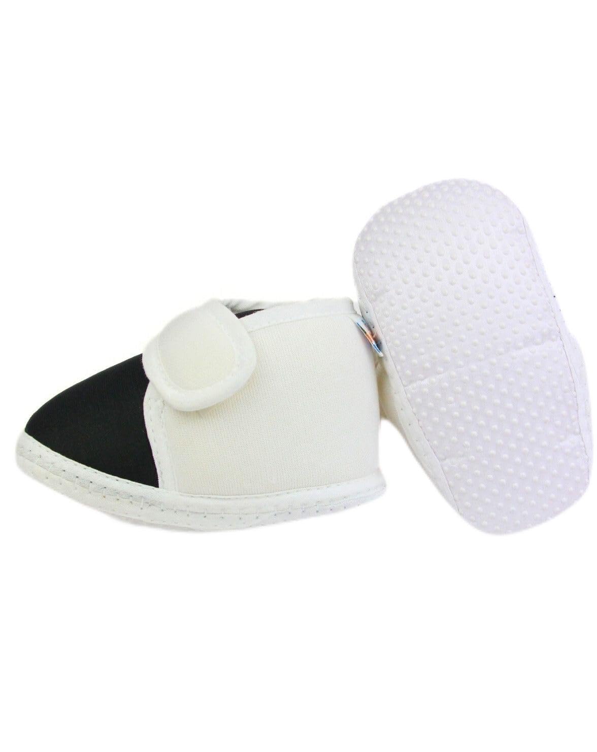 0 To 6 Months Baby Boys & Baby Girls Cute Soft Cotton Hook & Loop Shoes Booties (White,Black)-BT4890-image-26