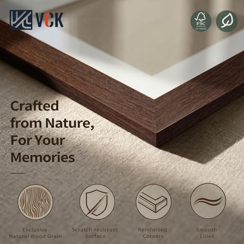 Image of VCK 16x20 Picture Frame 5 Pack, Brown Exclusive Wood, HD Glass, for Print