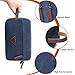 Mactso Mens Travel Toiletry Bag Canvas Leather Cosmetic Makeup Organizer Shaving Dopp Kits with Double Compartments (Blue 1)