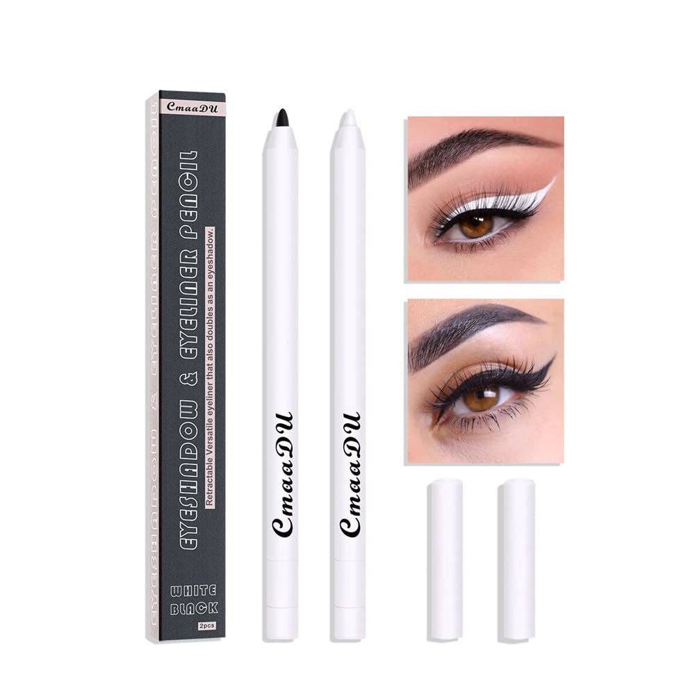 Gel delineador impermeable, lápiz delineador profesional, lápiz de gel, lápiz de maquillaje duradero, lápiz delineador negro y lápiz delineador blanco, 2 colores