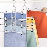 Pants Hangers With Clips, Newly Upgraded Detachable Space Saving Hangers for Skirts, Shorts & Trousers with Non slip clip,Heavy Duty Skirt Hangers - Hanging Closet Organizer And Storage,Patent Pending
