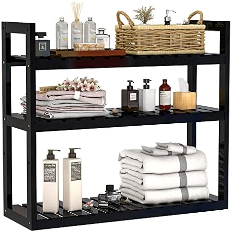 Bathroom Bamboo Shelf Organizer - 3 Tier Storage Shelf with Adjustable Wall Mounted Shelf Rack Over Toilet, Use for Bathroom, Kitchen, Living Room Cover