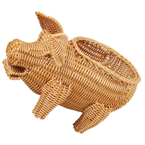 BESPORTBLE Obstkorb aus Rattanimitat Schweinchenform Geflochtener...