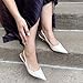 JENN ARDOR White Kitten Heels Low Heeled Dressy Kitty Slingback Pumps for Women Going Out Short Sandals Fashion Casual Bridal Shoes Size 6.5