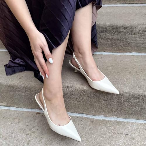Image of JENN ARDOR Slingback Heels for Women Low Heels Dress Shoes Kitten Pumps Dressy Heeled Sandals Wide Width Fashion Casual Shoes