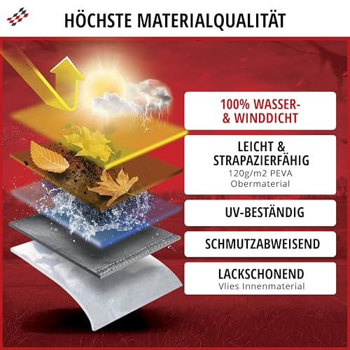 Motorrad Abdeckplane All Weather M, 100% wasserdichte Outdoor Motorrad Plane Ganz-Jahres-Schutz, Abdeckplane Silber 215x95x120 cm – Ansicht 4